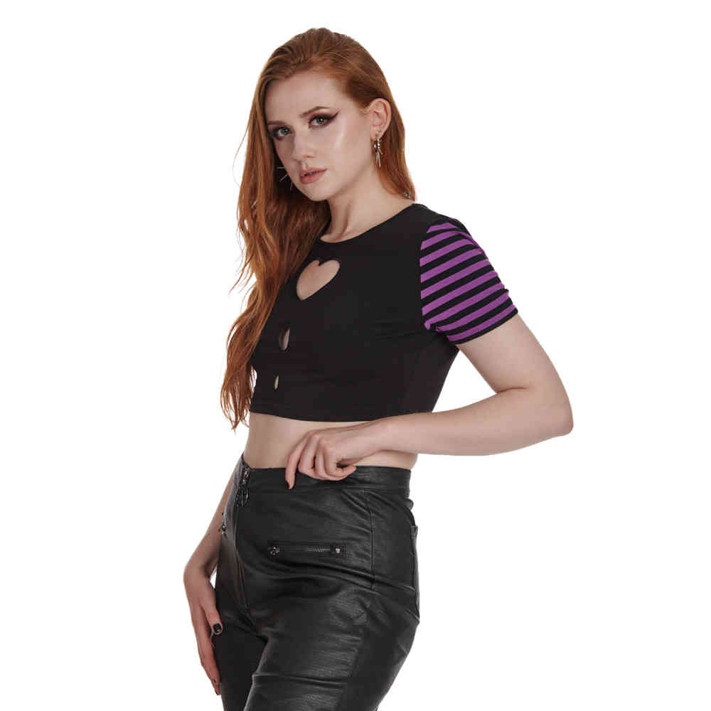 Banned - Aiko Cut Out Crop top - Paars/Zwart